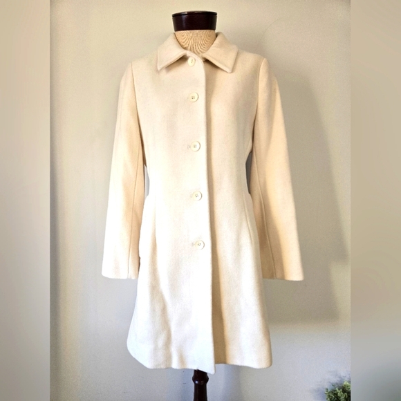 ANNE KLEIN cream wool jacket. Size small - Picture 1 of 13
